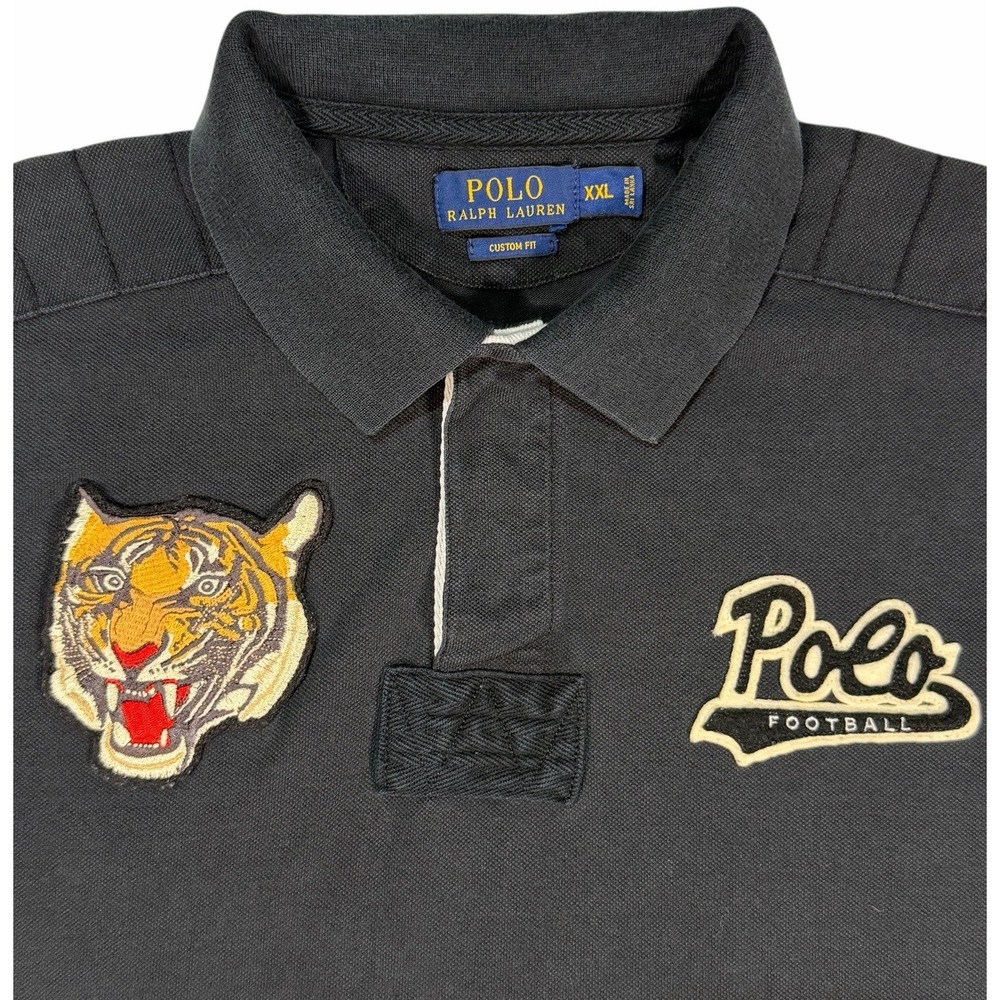 Polo Ralph Lauren Tiger Patch Rugby Football Shirt Varsity Graphic XXL Rare 🔥